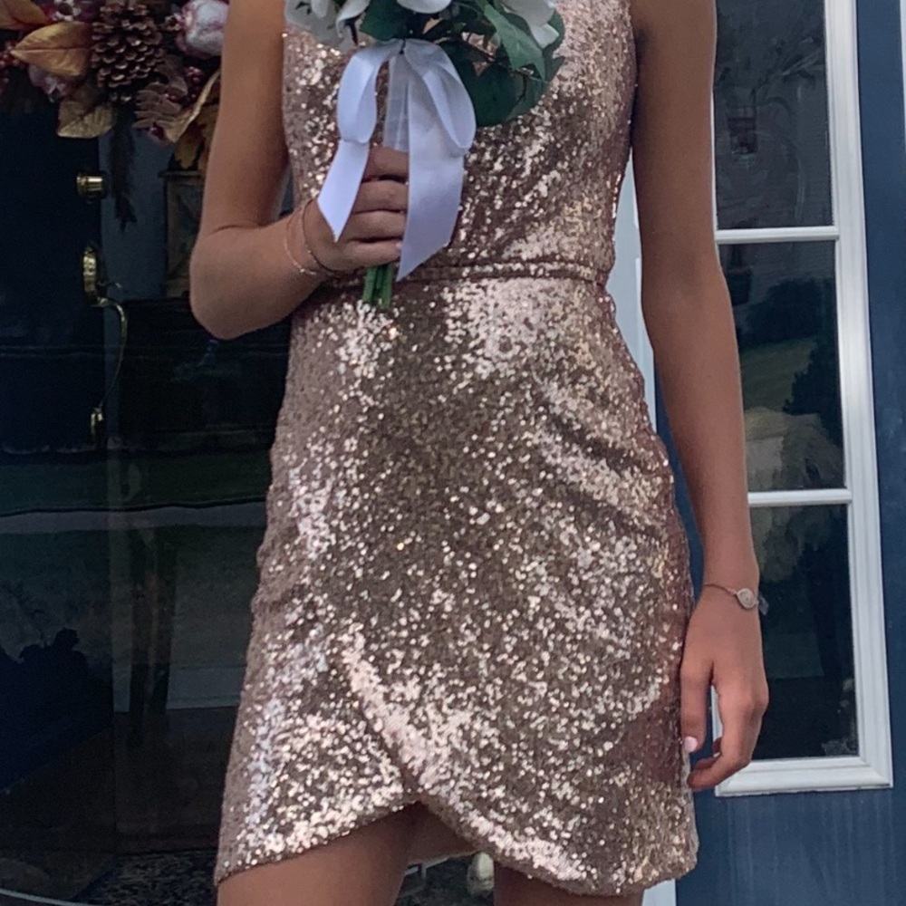 Gold LeFemme prom dress